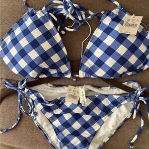 American Eagle Blue and White Checkered Bikini Gingham